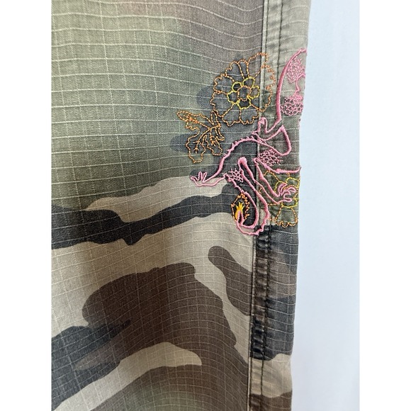 Vintage Y2K Mossimo Womens Camo Cargo Pants Size 11 Dragon Embroidered Grunge - Picture 5 of 16